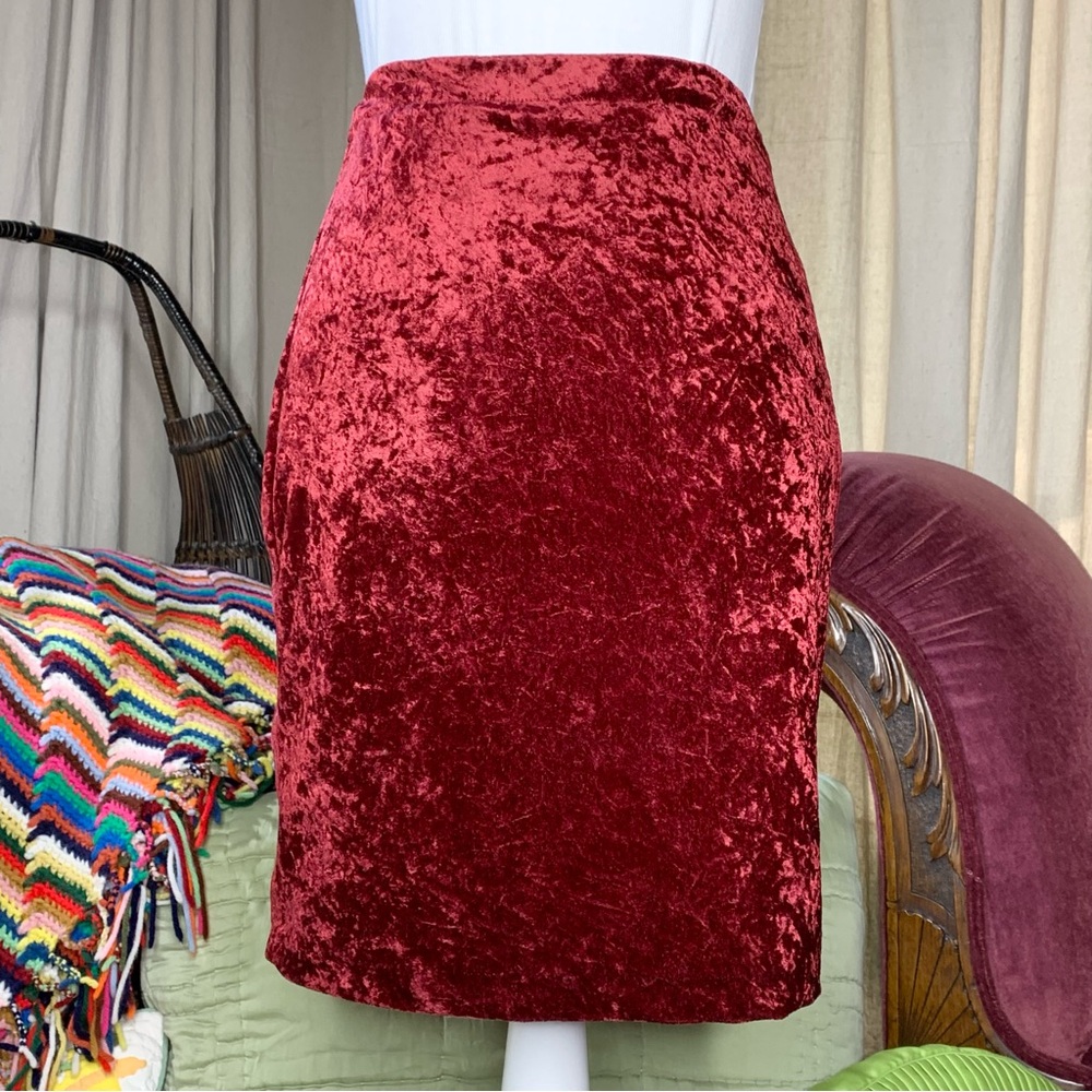 90s Red Velvet Mini Skirt